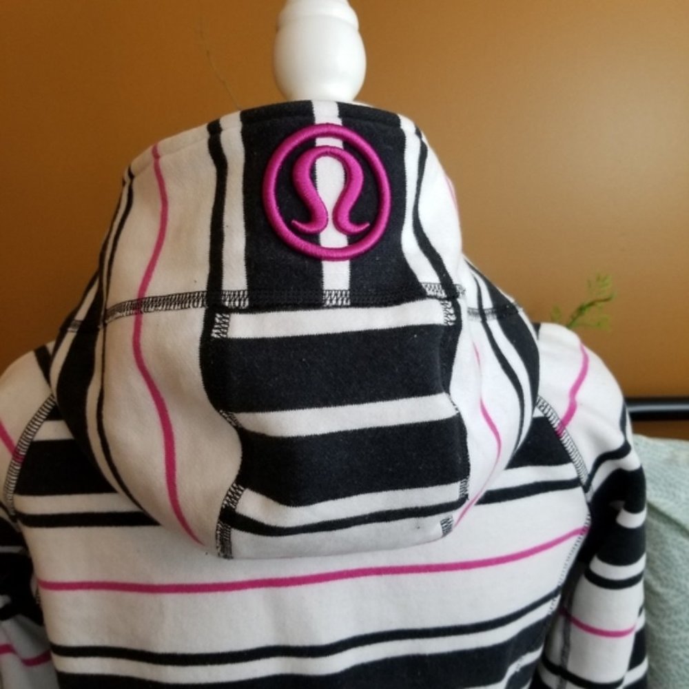 lululemon athletica White Black and Pink Striped Full-Zip Hoodie - Picture 4 of 8